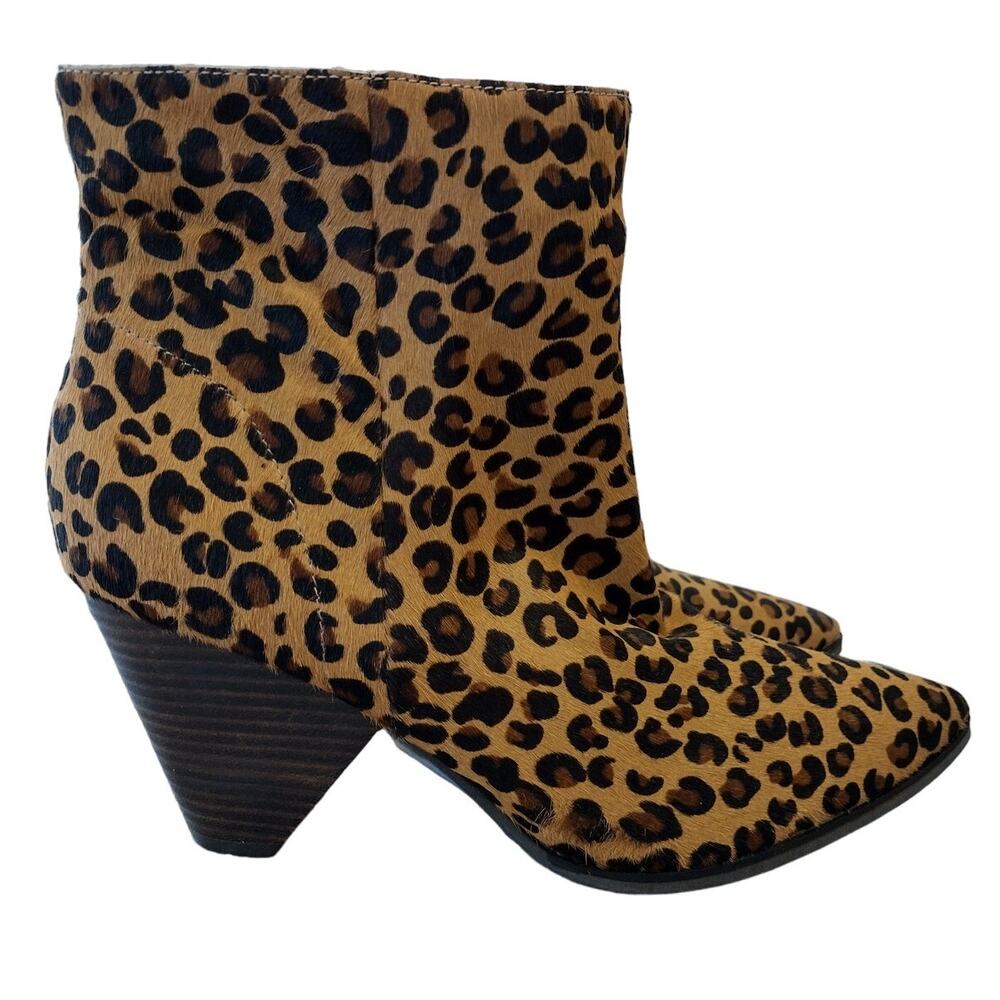 Lucky Brand | NEW Munise Cheetah Calf Hair Chunky Heel Ankle Boots